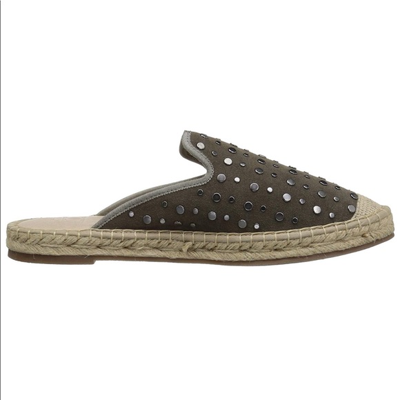 Closed Toe Flat Fabric Studded Loafer Mule - Picture 9 of 9